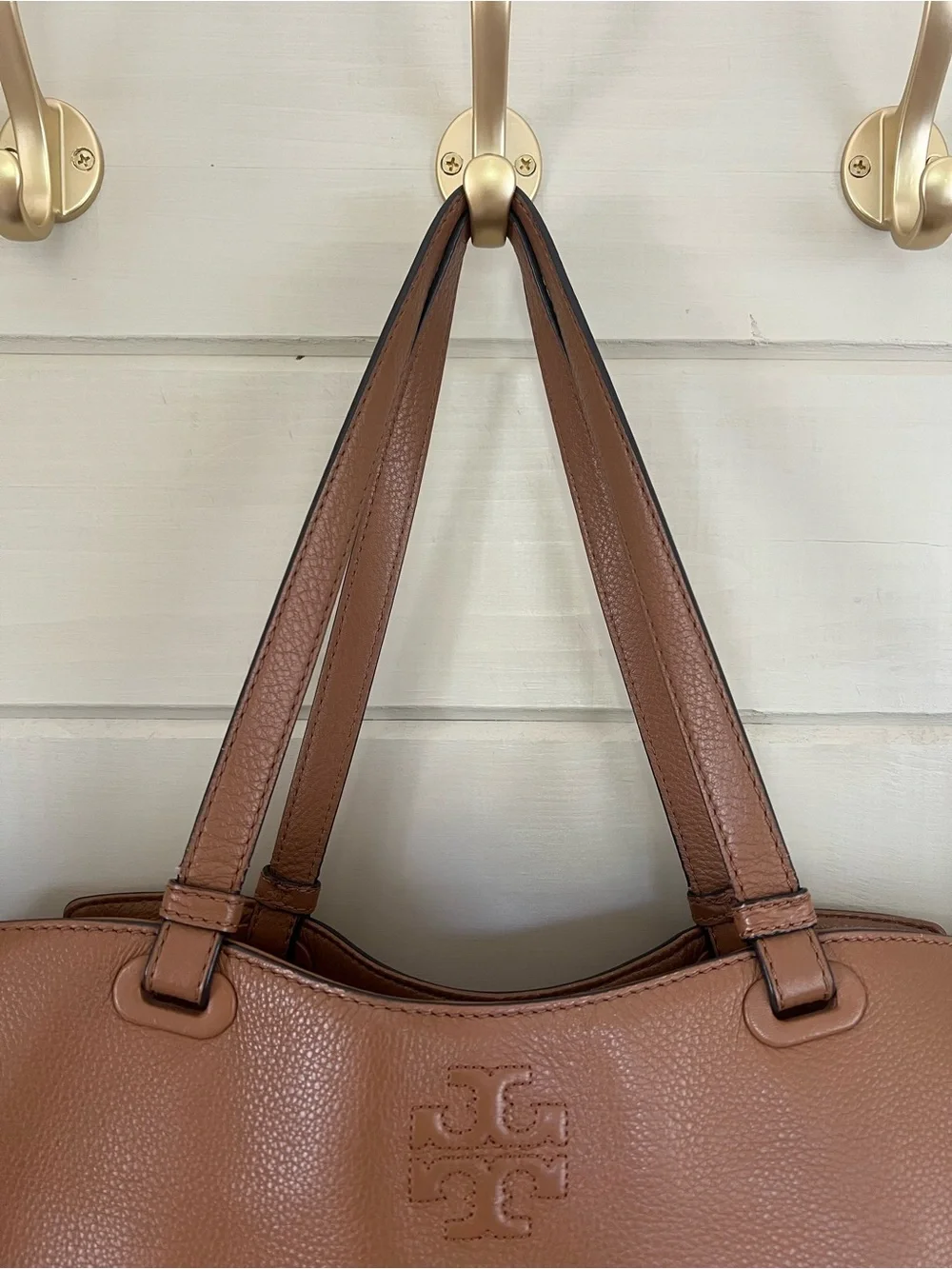 Tory Burch Brown Leather Diaper Bag with Changing Pad